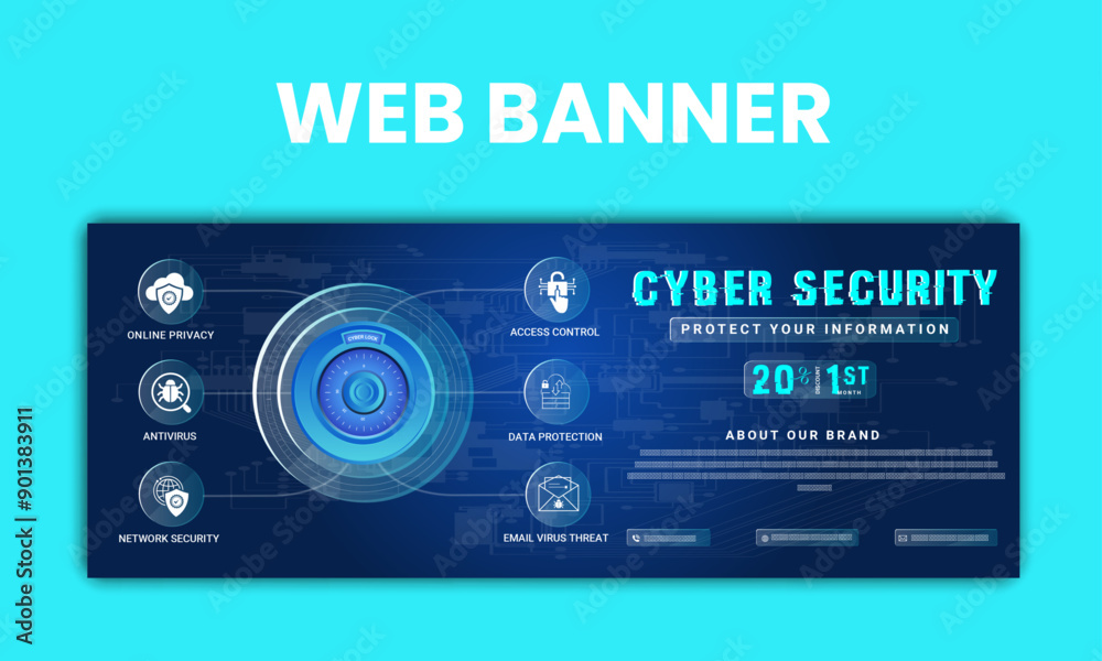 Obraz premium cyber security web slider design template,web banner