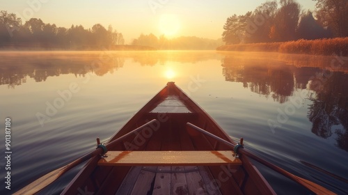 Serene Voyage: A Boat Gently Sailing into the Sunset