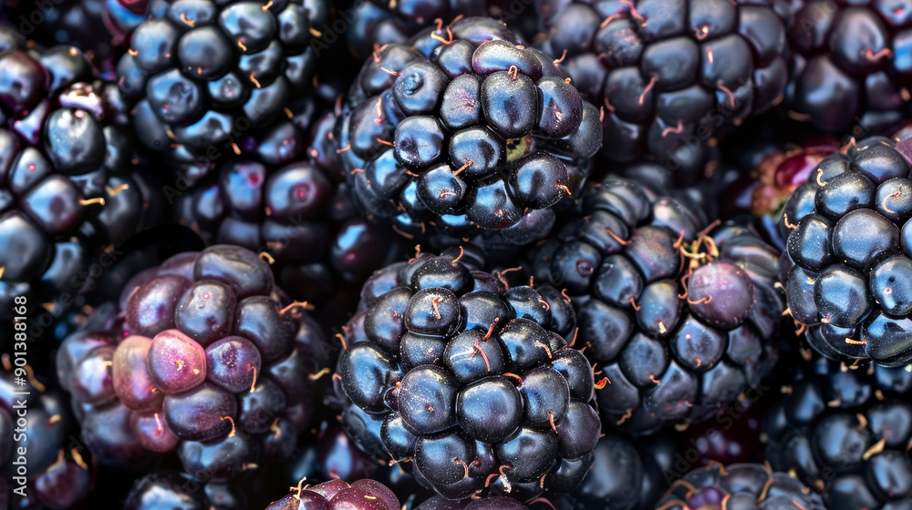 Background of fresh fruits and berries. Ripe blackberries. A colorful mix of black fruits. Top view. Perfect for a vibrant, healthy food background. Background of fresh fruits and berries. Ripe blackberries. A colorful mix of black fruits. Top view. Perfect for a vibrant, healthy food background.