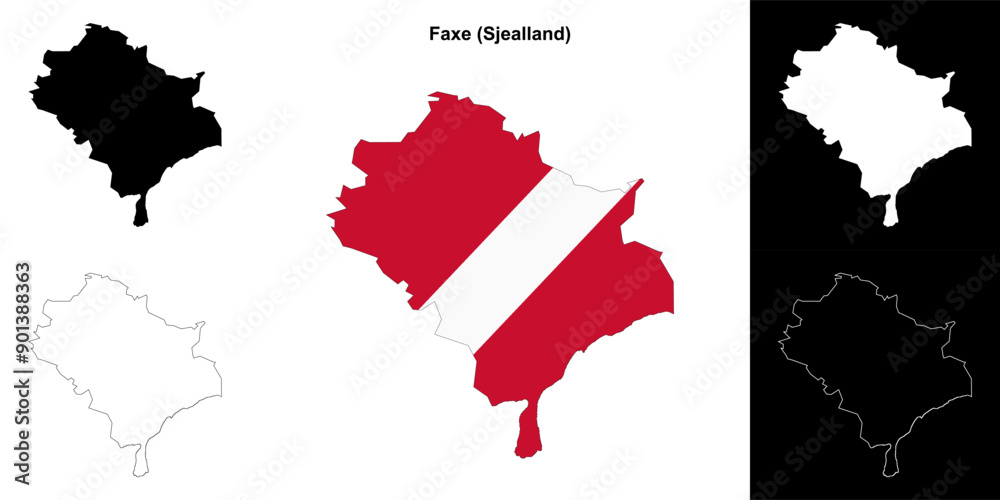 Fototapeta premium Faxe municipality outline map set