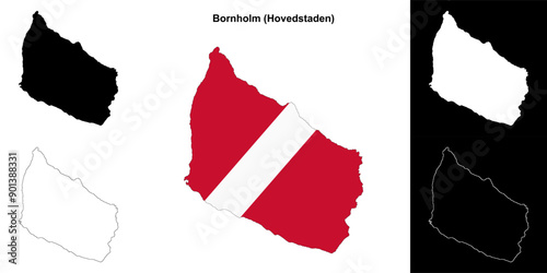 Bornholm municipality outline map set