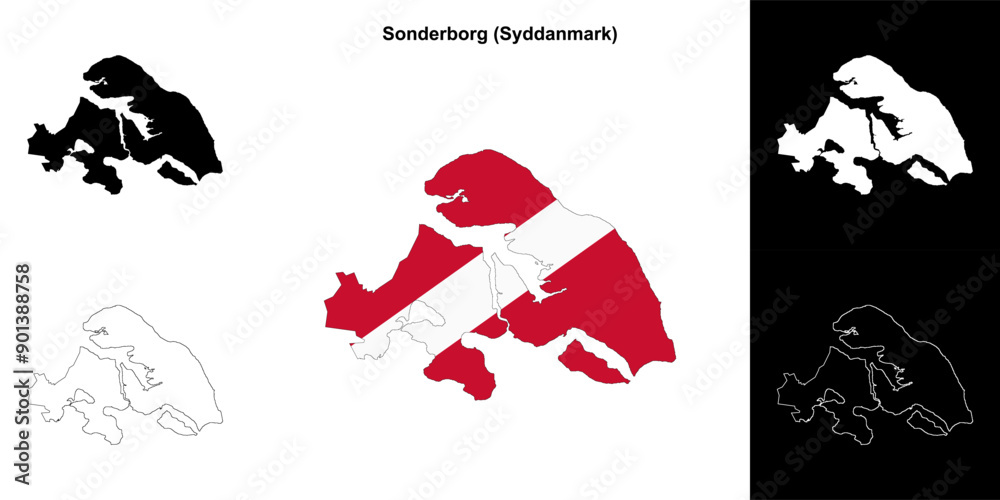Fototapeta premium Sonderborg municipality outline map set