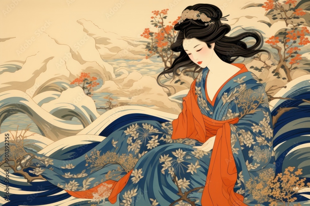 Ukiyo-e art stlye pampas representation spirituality creativity. Ukiyo-e art stlye pampas representation spirituality creativity.