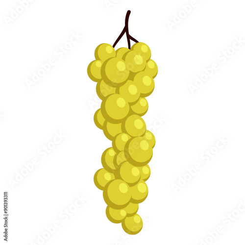 Bunch of juicy grapes. Cartoon flat illustration of ripe berries