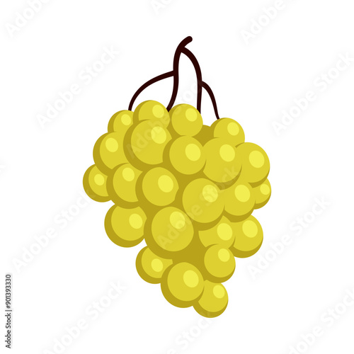 Bunch of juicy grapes. Cartoon flat illustration of ripe berries