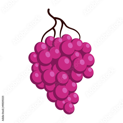 Bunch of juicy grapes. Cartoon flat illustration of ripe berries