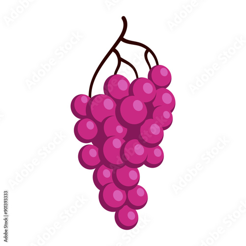 Bunch of juicy grapes. Cartoon flat illustration of ripe berries