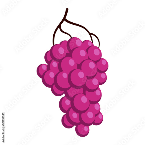 Bunch of juicy grapes. Cartoon flat illustration of ripe berries