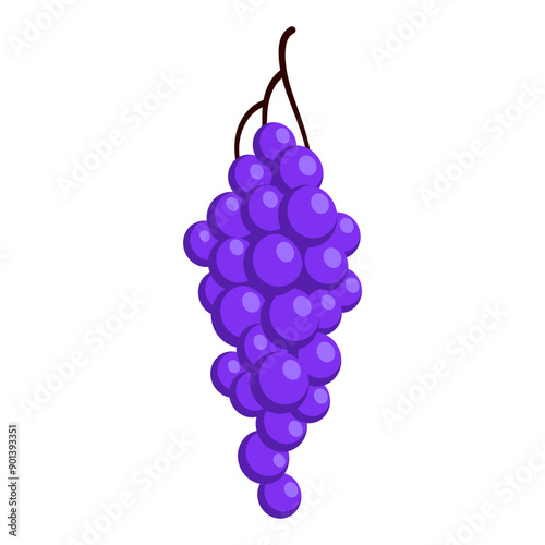 Bunch of juicy grapes. Cartoon flat illustration of ripe berries