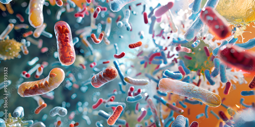 Vibrant Microbial Ecosystem: Visualizing Diverse Bacterial Species Vibrant Microbial Ecosystem: Visualizing Diverse Bacterial Species