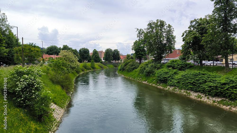 Ljubljana city on the banks of Ljubljanica river Ljubljana city on the banks of Ljubljanica river