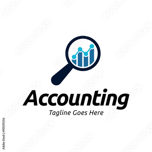 Vector logo combination of a graph and magnifier