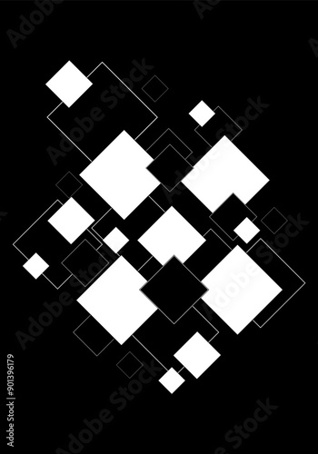 Black and white geometric rectangle shape abstract background 