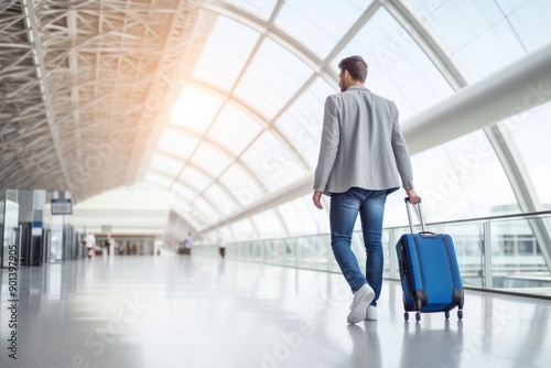 Wallpaper Mural Luggage walking airport jeans. Torontodigital.ca