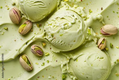 Tasty pistachio ice cream. Pistachio gelato.