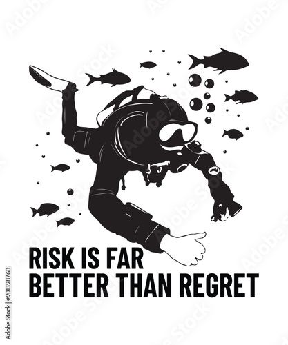 Risk is far better than regret scuba tshirt