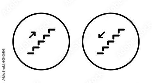 Upstairs and downstairs icon on circle line. Stairs, ladder concept
