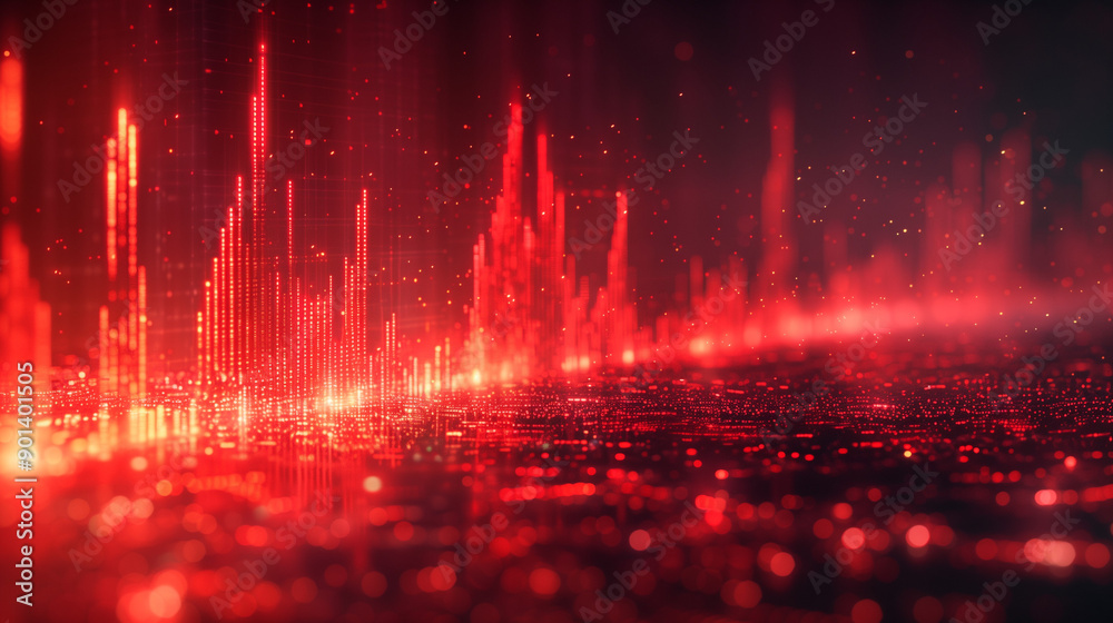 An impactful image representing a stock market crash. Red graphs ...