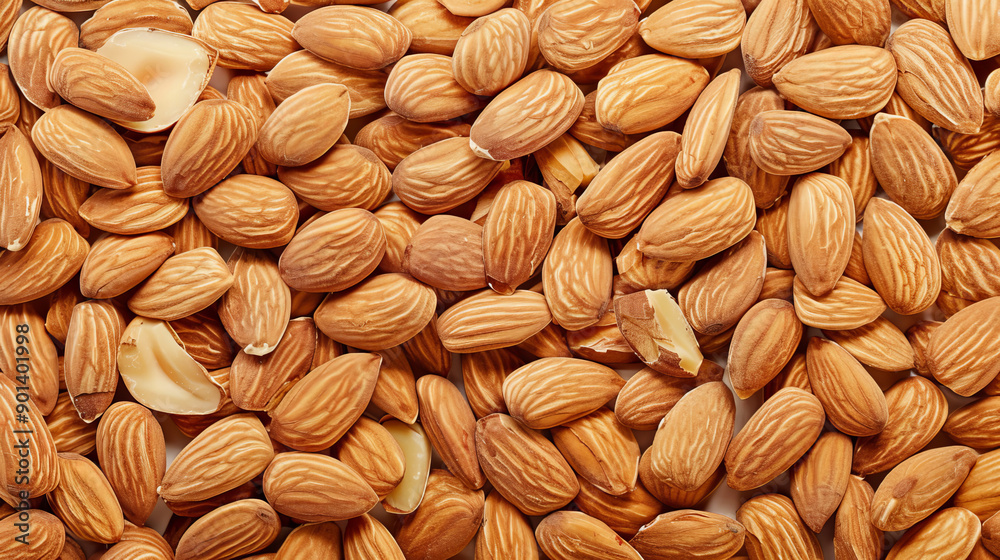 Background of big raw peeled almonds Background of big raw peeled almonds