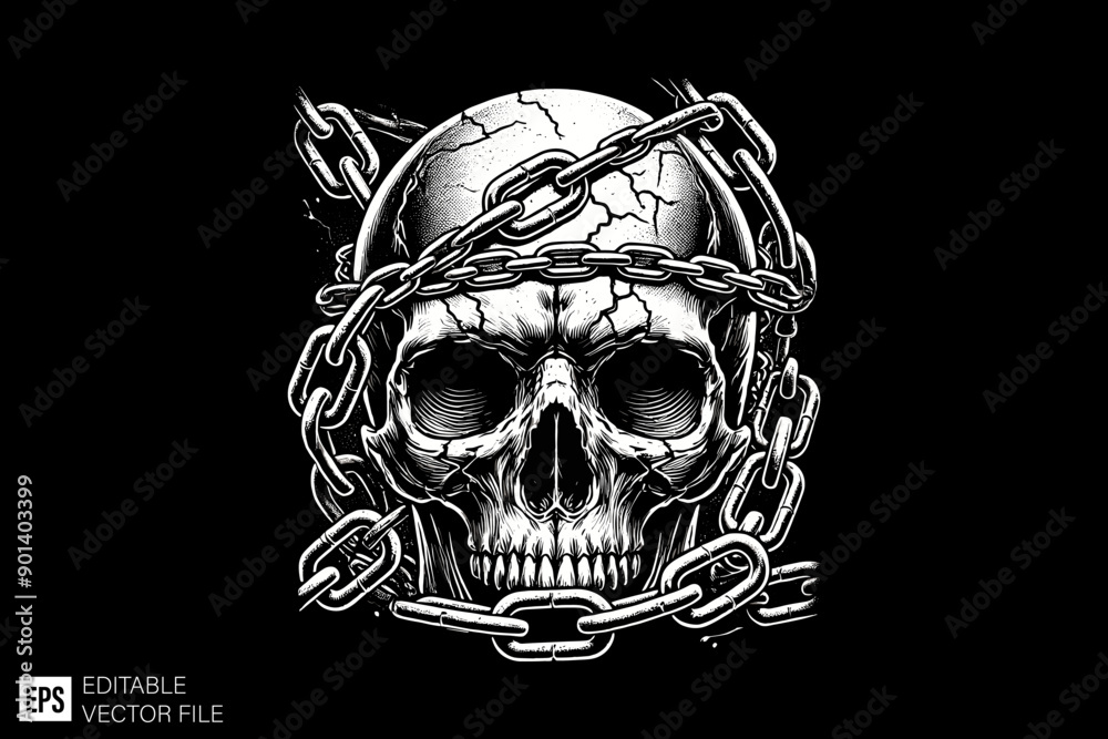 Black and white scary skull head vector illustration design Black and white scary skull head vector illustration design