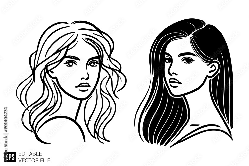 silhouette woman black and white illustration design silhouette woman black and white illustration design