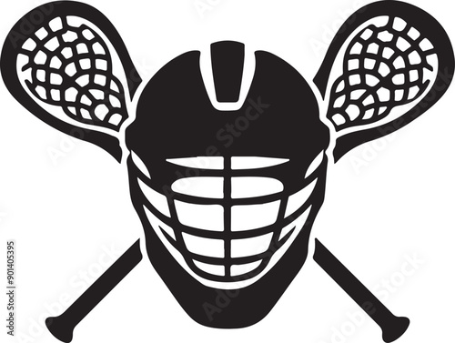Lacrosse Helmet and Sticks Vector