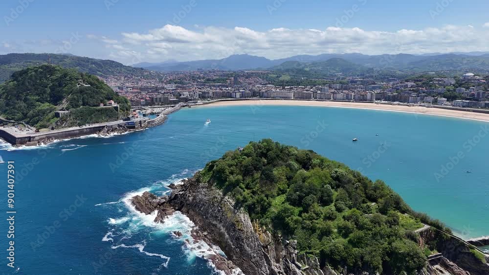 Santa Clara island San Sebastian Spain drone,aerial Santa Clara island San Sebastian Spain drone,aerial
