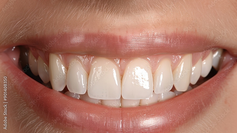 Fototapeta premium A person with a bright smile, highlighting the results of regular dental care
