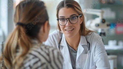 An optometrist discussing vision therapy with a patient, showcasing personalized eye care plans