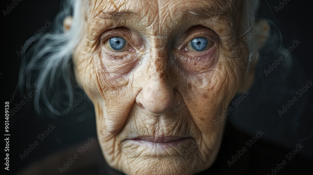 An elderly woman with a weathered yet graceful face, representing the natural beauty that comes with age An elderly woman with a weathered yet graceful face, representing the natural beauty that comes with age