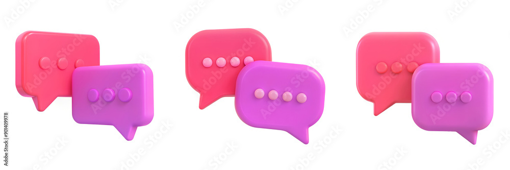 Set of Curvy Speech Bubbles 3D Illustration on Isolated White Background Set of Curvy Speech Bubbles 3D Illustration on Isolated White Background