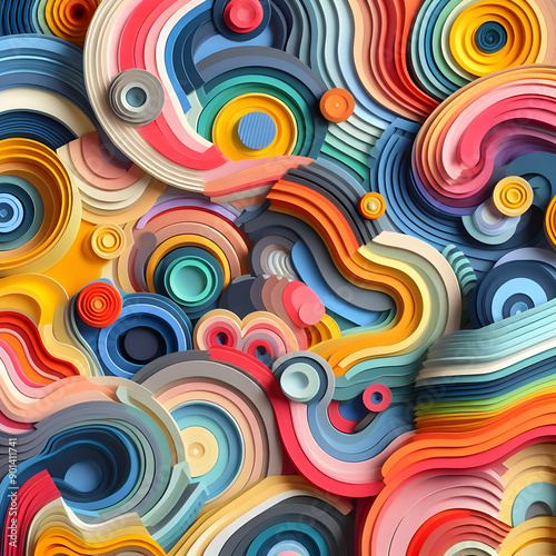 Colorful 3D Background from Many Layers of Colored Paper