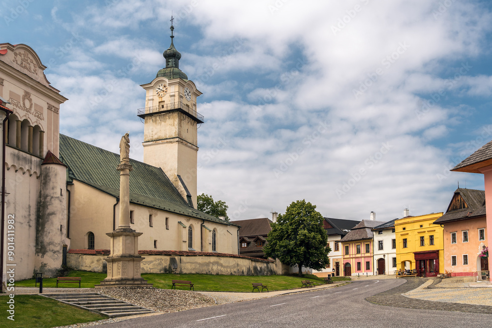 Charming Spišská Sobota, Slovakia, centers on leafy Sobotské Námestie square, ringed by pastel houses and overlooked by a Renaissance bell tower and centuries-old St. George Church.
