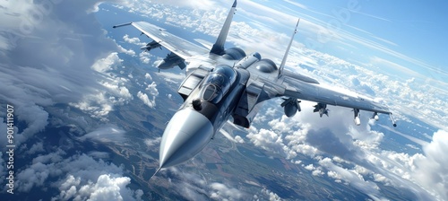 Fighter Jet Soaring Through the Clouds