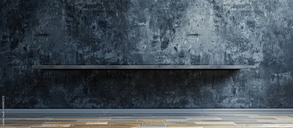 Empty bookshelf and grey wall offering a versatile copy space image to showcase products or mock designs Empty bookshelf and grey wall offering a versatile copy space image to showcase products or mock designs