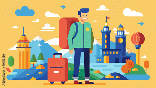 A man Traveling vector illustration 