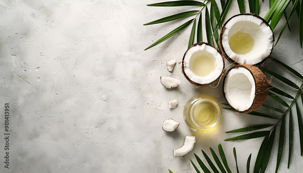 MCT Coconut butter or coconut oil. Organic healthy food, beauty and SPA concept. Copy space MCT Coconut butter or coconut oil. Organic healthy food, beauty and SPA concept. Copy space