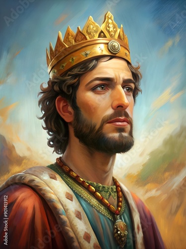 Old Testament king David in a crown