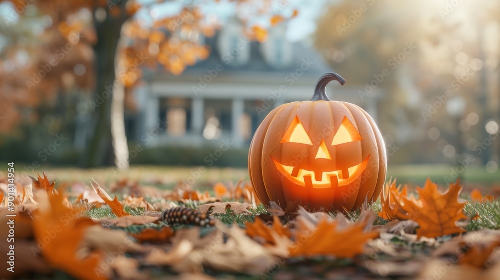 Halloween pumpkin with ghost face. Halloween pumpkin with ghost face.