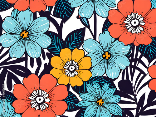 Wallpaper Mural seamless floral background,Ai generated  Torontodigital.ca