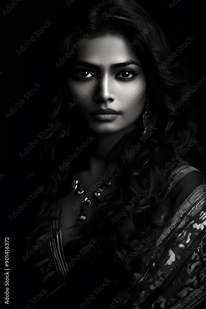 Black and white portrait of a woman Black and white portrait of a woman