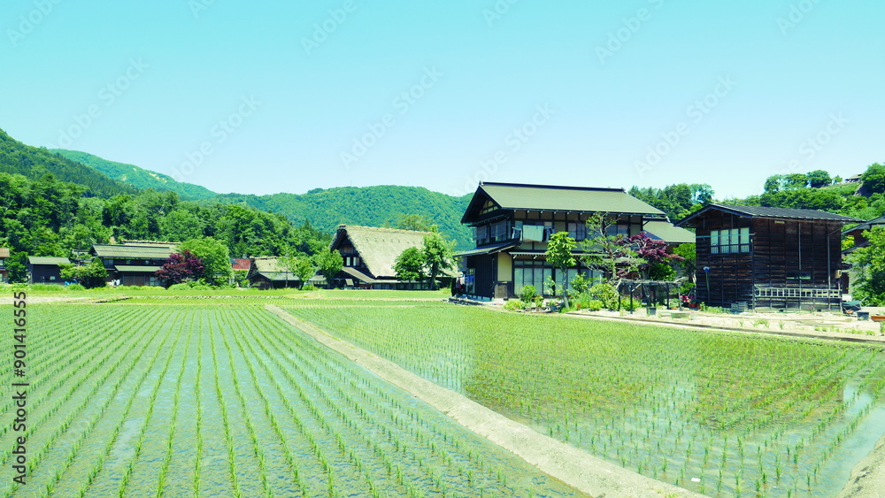 Obraz premium Shirakawa-go: at the foot of the sacred Mt. Hakusanis is one of Gifu's must-visit destinations