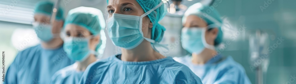 Surgical team in action, surgeons, nurses, assistants, sterile operating room, advanced medical technology Surgical team in action, surgeons, nurses, assistants, sterile operating room, advanced medical technology