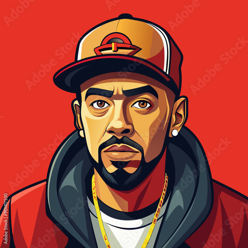 balck man rap hip-hop gangsta style vector illustration
