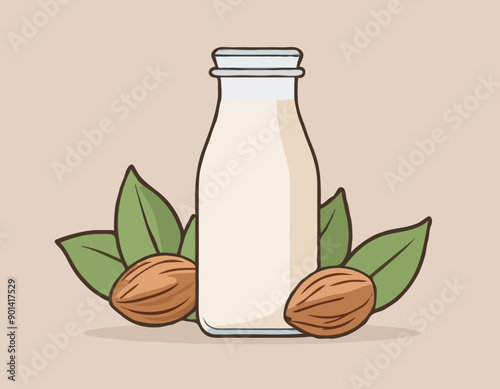 Almond milk vector icon in flat style 