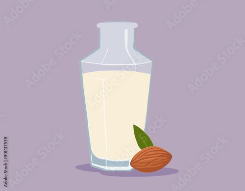 Almond milk vector icon in flat style 
