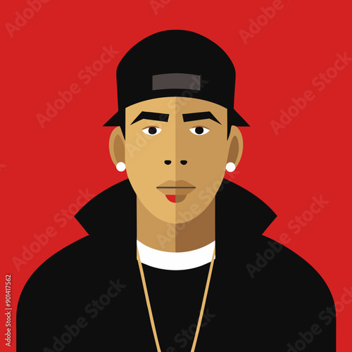 balck man rap hip-hop gangsta style vector illustration