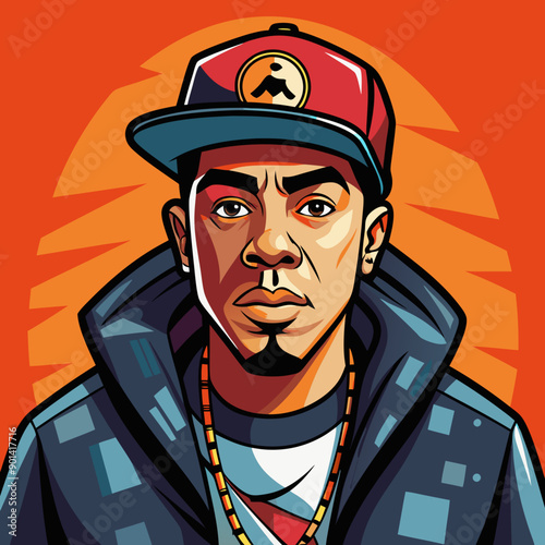 balck man rap hip-hop gangsta style vector illustration