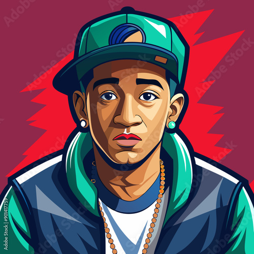 balck man rap hip-hop gangsta style vector illustration