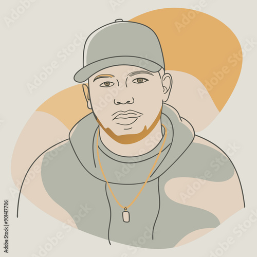 balck man rap hip-hop gangsta style vector illustration